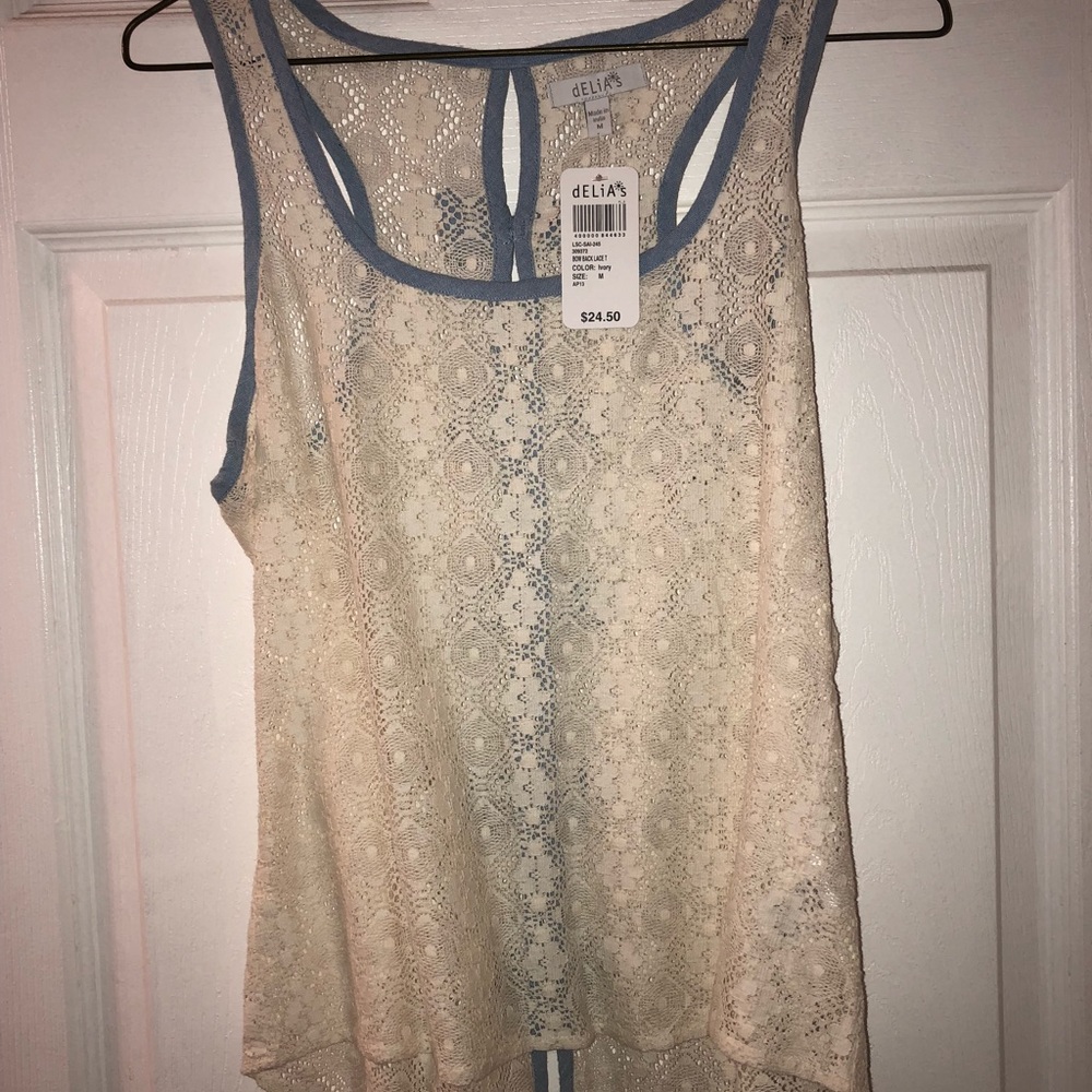 Bow Back Lace Crochet Top